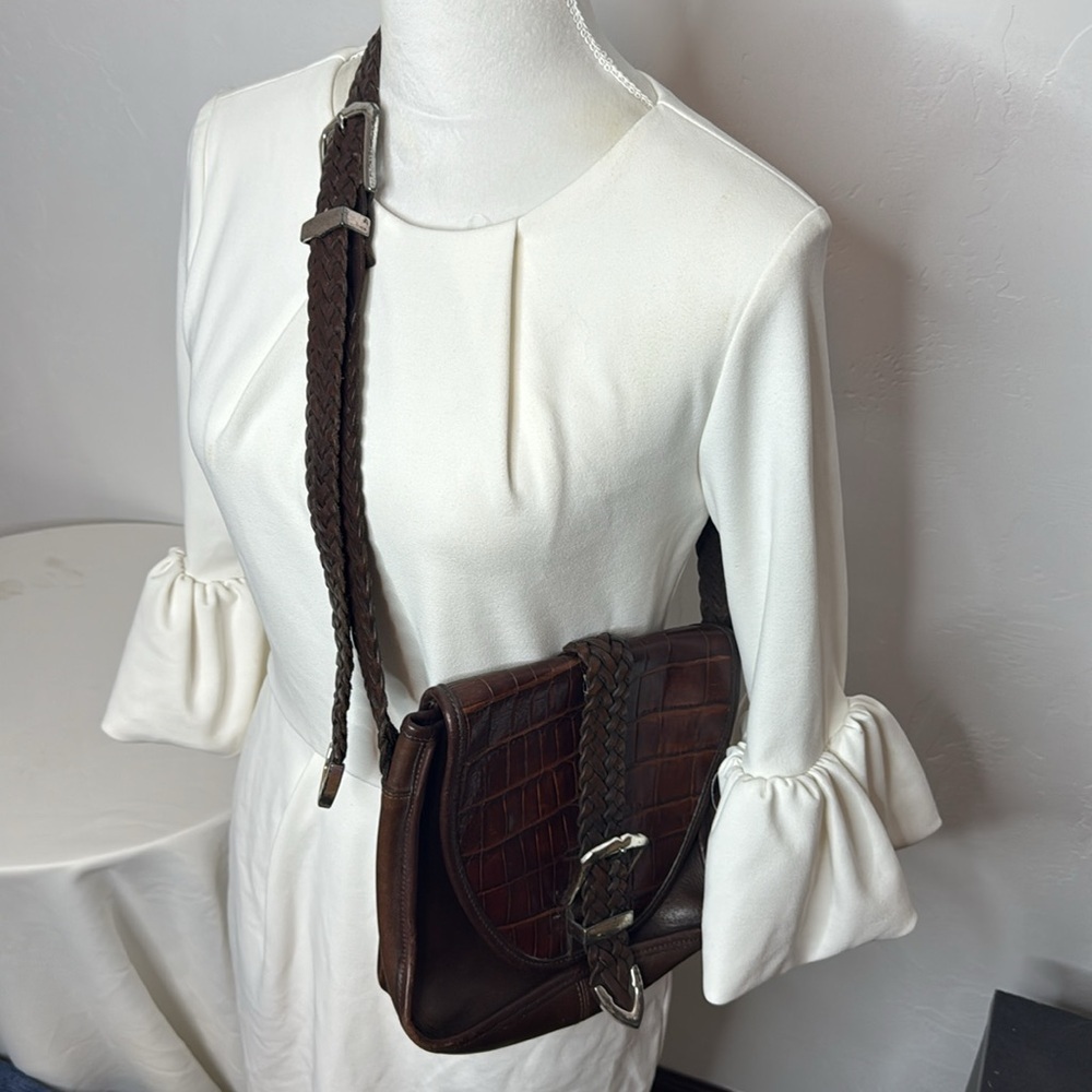 Brighton Vintage Brown Leather Crossbody Bag with Braided Strap BRN5944C - Picture 13 of 13
